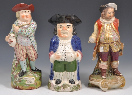 Staffordshire Toby jug - "Hearty Good Fellow", painted in colours, 29cms, another Staffordshire Toby