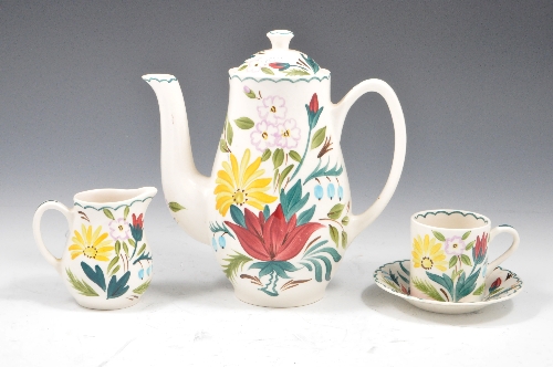 Midwinter Stylecraft coffee set, classic shape, floral decoration, comprising coffee pot, 20cms,