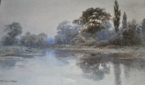 M. Sapsworth, River scene, signed, watercolour, 36cms x 51cms.