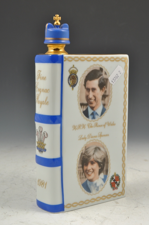 Hatherland Limoges novelty flask, commemorating the Marriage of Prince of Wales and Lady Diana