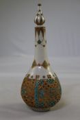 A Worcester porcelain reticulated double wall bottle vase and stopper, late 19th century, with gilt,