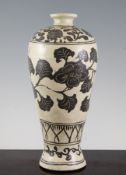 A Chinese Cizhou Meiping vase, Ming dynasty, decorated with bands of flowers and foliage in black