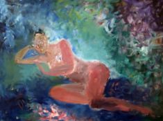 Estelle Laverne (1915-1997)oil on canvas,Reclining nude,signed verso,30 x 40in.