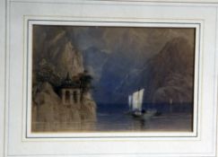 Thomas Miles Richardson (1813-1890)watercolour,William Tell`s chapel, Lake Lucerne,4.5 x 7in.