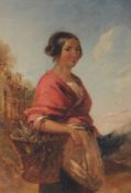 James John Hill, R.B.A. (1811-1882)oil on canvas,Young woman with a basket,signed,14 x 10in.;