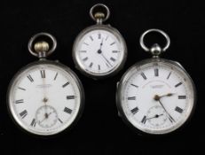 An Edwardian silver keyless "Express English Lever" pocket watch by J.G. Graves, Sheffield, with