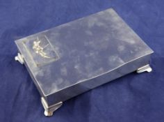 A 1930`s silver golf related presentation cigarette box to A.H. Padgam, of rectangular form, with