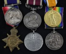 A WWI Naval medal group to CPO (HMS Warspite) Stephen W. Bayley, including Meritorious Service,