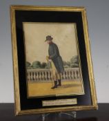 A 19th century watercolour drawing of George III, in a verre eglomise frame, inscribed George III in