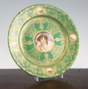 A Royal Worcester cabinet plate, signed Hawkins, c.1909, painted to the centre with a titled