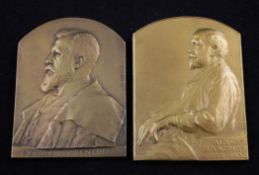 Two Belgian bronze commemorative plaques by Devresse, for Edouard Van Beneden and Albert Brachet