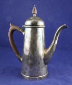 A 1950`s 18th century style Scottish silver coffee pot, of plain tapering form, Bernard