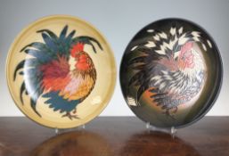 Sally Tuffin for Dennis China Works, Two `Cockerel` dishes, c.2000/1, no. 10 and no. 32, impressed