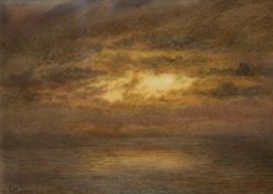 William John Caparne (1856-1940)watercolour,Sunset over the sea,signed,10.25 x 14in.