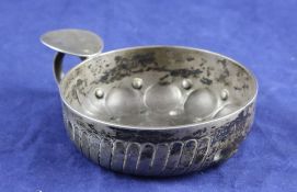A late 19th/early 20th century French 950 standard silver taste vin, with engraved inscription and