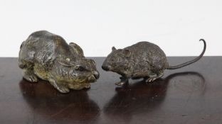 A 19th century Austrian cold painted bronze model of a rat, the base marked Geschutz and Depose,