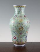 A Chinese pale turquoise ground famille rose vase, Daoguang seal mark, late 19th/early 20th century,