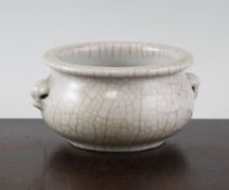 A Chinese crackle glaze baluster censer, with lug shaped handles, 5in. (12.7cm)