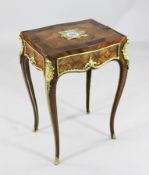 A 19th century French ormolu mounted kingwood and oyster veneered table à fleurs, of serpentine