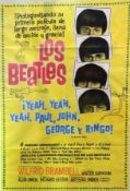 A 1960`s Mexican Beatles film poster, Yeah Yeah Yeah (A Hard Days Night), in a modern black frame,