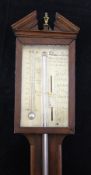 Martinelli & Co. London. An 18th century mahogany stick barometer, with signed silvered scale