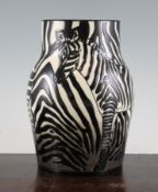 Sally Tuffin for Dennis China Works. A `Zebra` high neck vase, c.2000, no.58, impressed and