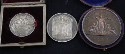 Three 19th century medallions, for Napoleon III Exposition Universelle 1855, silver International