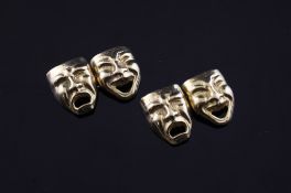 A pair of late 1980`s 9ct gold novelty theatrical "comedy & tragedy" cufflinks, 8.3 grams.
