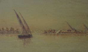 English Schooloil on canvas,Dhows on The Nile,indistinctly signed,7.5 x 12in.