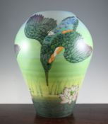 Sally Tuffin for Dennis China Works. A large `Kingfisher` ovoid vase, c.2003, limited edition no.