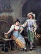 L. Bertinioil on canvas,Cavalier and maiden in a wine cellar,signed,21 x 16.5in.