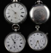 A William IV silver pair cased keywind pocket watch, with Roman dial and subsidiary seconds,