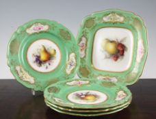 A Royal Worcester five piece fruit painted part dessert service, signed Sebright, date code for