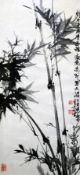 A pair of 20th century Chinese school paintings, bamboo and peonies, 26.75in. x 13in. (68cm x 33cm)