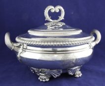 A good George III silver two handled circular soup tureen and cover by Benjamin Smith I and James