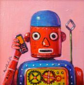 Raymond Campbell (20th C.)pair of oils on board,Lavender Robot and Cellbot,signed and dated 2013,3.