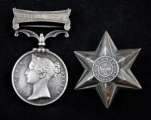 An India medal and a Maharajpoor Star the Indian medal with Central Indian clasp to J.Bryan, 83rd