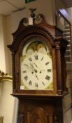 Saunders, Honiton. A 19th century mahogany longcase clock, with broken swan arched pediment and