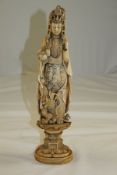 A large Japanese sectional ivory figure of Kwannon, Meiji period, wearing elaborate jewellery and