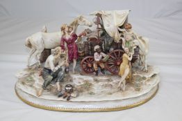 A large Capodimonte porcelain group, Gypsy Encampment, signed by Antonio Borsato, late 20th