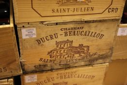 A case of twelve Chateau Ducru-Beaucaillou 1989, St Julien, owc. Levels into neck. Labels and