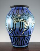 Sally Tuffin for Dennis China Works. A large `Tiger` ovoid vase, c.1999, no. 11, predominantly in