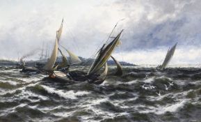 Thomas Rose Miles (1829-1910)oil on canvas,Wind and sea rising (off the Isle of Sheppey),signed,16 x
