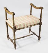 A Louis XVI style beech window seat, with squab cushion and caned seat, 1ft 11in. H.2ft 3in.