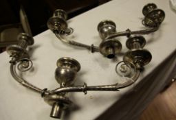 A pair of George III silver three light candelabra branches only by John Roberts & Co, with reeded