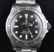 A gentleman`s 1970`s stainless steel Rolex Oyster Perpetual Sea Dweller Submariner 2000 red