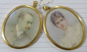 Annie R. Merryleespair of oils on ivory,Miniatures of Mr and Mrs Archibald Cameron Corbett,2.75 x