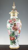 A large French enamelled opaque white glass vase and cover, second quarter 19th century, in the