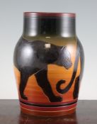 Sally Tuffin for Dennis China Works. A `Panther` high-neck vase, c. 2000, no.11, impressed and