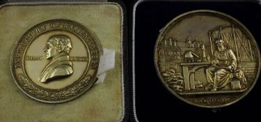 Two 20th century Institution of Gas Engineers silver-gilt presentation medals, awarded to Thomas